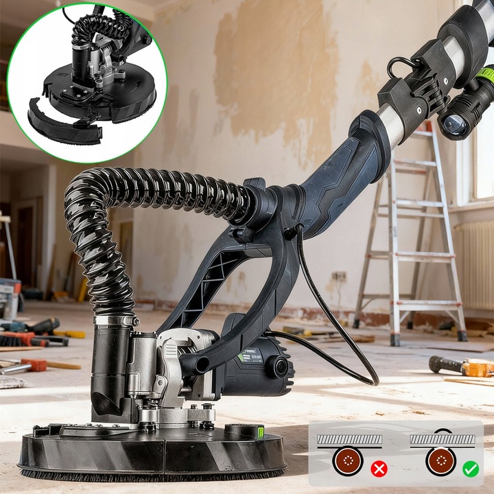 SZLIFIERKA ŻYRAFA DO GIPSU GŁADZI TYNKU LED DWIE GŁOWICE PAPIER X24