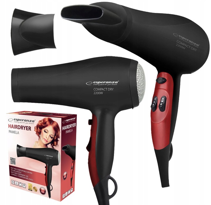 SUSZARKA DO WŁOSÓW ZIMNY NAWIEW + KOŃCÓWKA 3 TRYBY 2200W