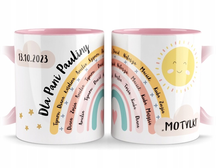prezent dzień NAUCZYCIELA PRZEDSZKOLANKI WYCHOWAWCY kubek z imionami
