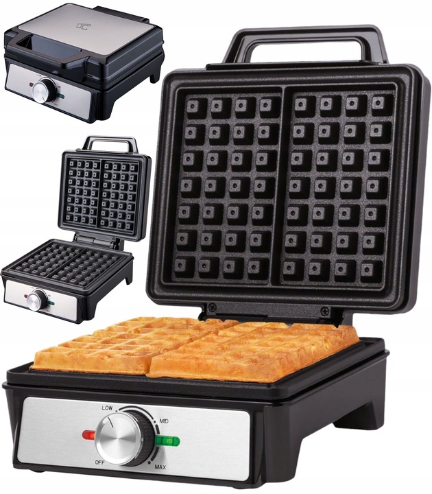 GOFROWNICA XXL 2 GOFRY Z REGULACJĄ TEMPERATURY PUSZYSTE CHRUPIĄCE GOFRY