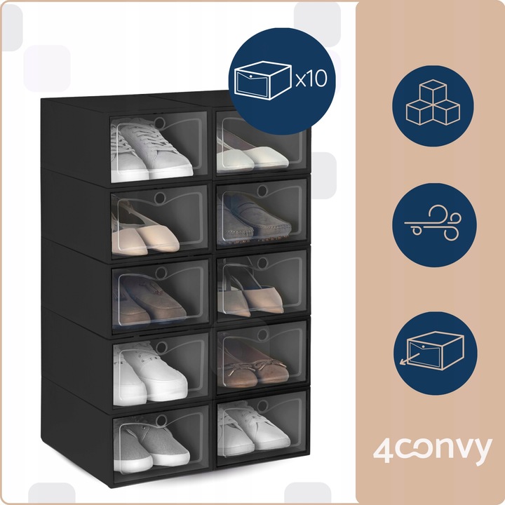 10x Pudełko na buty organizer pojemnik z klapą organizer modułowy