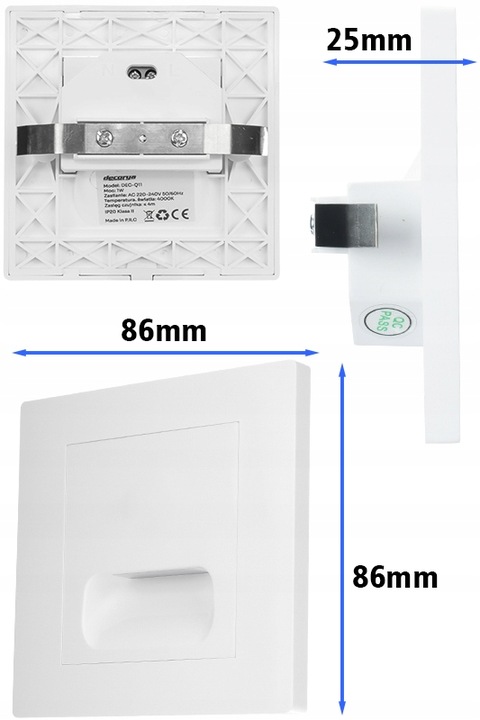 KWADRATOWA LAMPKA LED OŚWIETLENIE SCHODOWE OPRAWA LED NA SCHODY 230V
