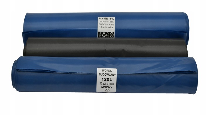 WORKI NA ŚMIECI BUDOWLANE 240L 30 szt Uniwersalne Duże Mocne Pam Folie