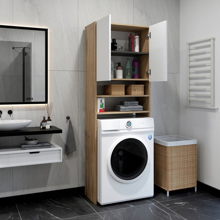 REGAŁ ŁAZIENKOWY SZAFKA NAD PRALKE WOTAN BIAŁY 4 PÓŁKI