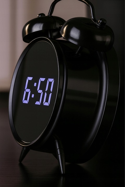 Zegar Budzik Alarm LED Cyfrowy Klasyczny Czarny Retro Tryb Nocny