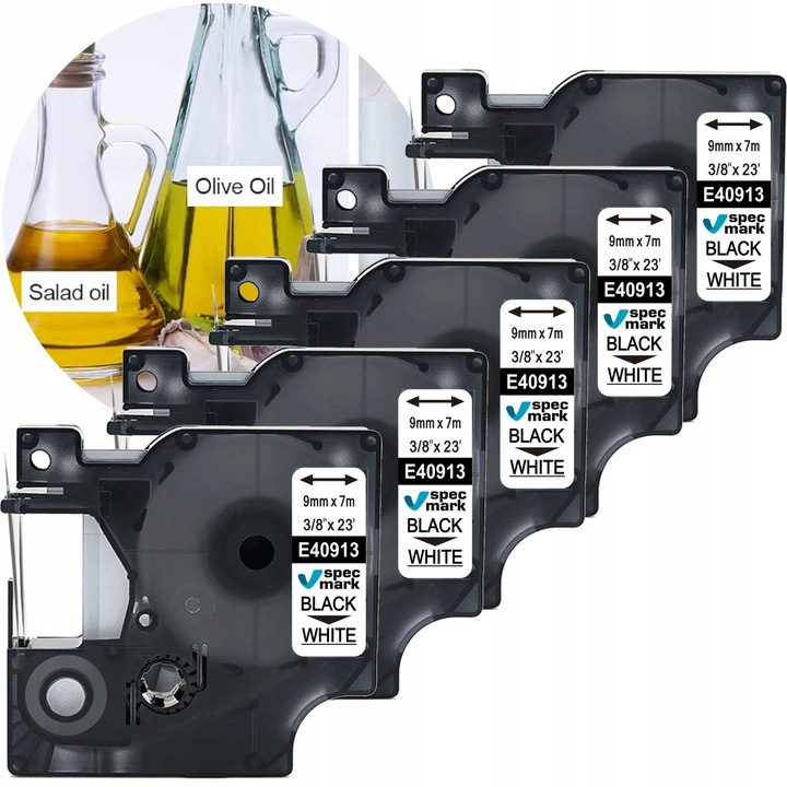 Taśma do DYMO D1 40913 9mm S0720680 ZESTAW 5 szt KOMPATYBILNA LABELMANAGER
