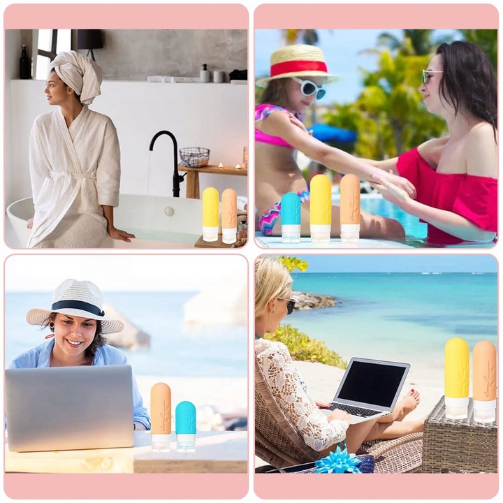 KOSMETYCZKA PODRÓŻNA POJEMNIKI DO SAMOLOTU BUTELKI ZESTAW 19 EL. Z SUWAKIEM