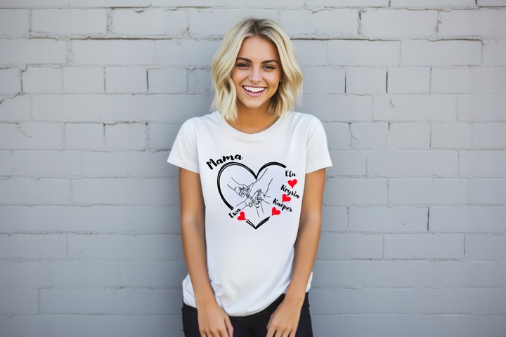 KOSZULKA DZIEŃ MAMY PREZENT DZIEŃ MATKI PERSONALIZOWANY Z IMIONAMI DZIECI M