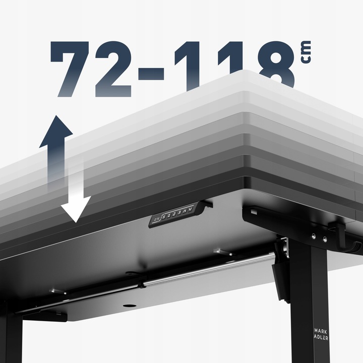 Biurko regulowane elektryczne MARK ADLER czarne komputerowe uchwyt