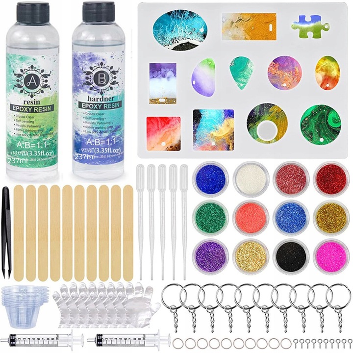 ŻYWICA EPOKSYDOWA ZESTAW STARTOWY DO ROBIENIA BIŻUTERII DLA DZIECI DIY