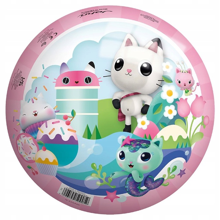 PIŁKA GUMOWA 23 cm KOCI DOMEK GABI piłka dla dzieci