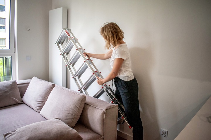 Drabina aluminiowa składana 6 stopniowa 2x6 dwustronna domowa GRATIS