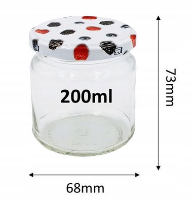 12x SŁOIK 200ML + WIECZKO FI66 NA PRZETWORY SŁOIKI NA DŻEM KONFITURA DESERY