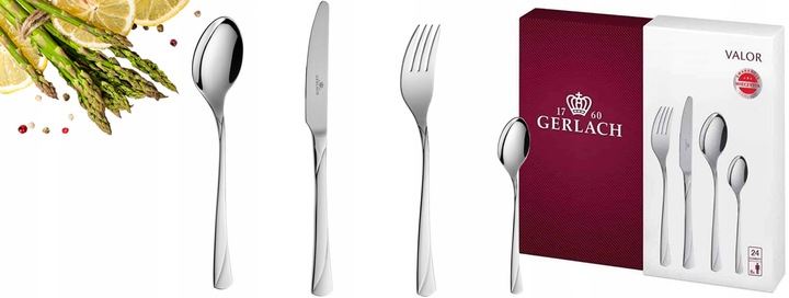 GERLACH ZESTAW SZTUĆCÓW 24ELE 6 OSÓB VALOR PUDEŁKO POŁYSK