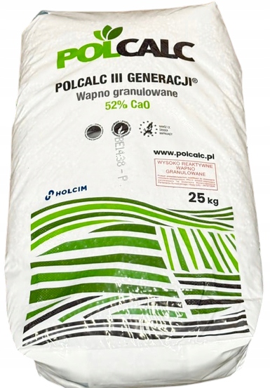 Wapno trawnikowe granulowane nawóz 93-98% CaCO3 POLCALC 25KG