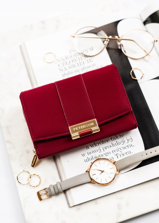 Portfel damski Peterson z ochroną kart RFID ze skóry ekologicznej