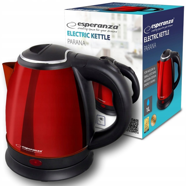 ESPERANZA CZAJNIK ELEKTRYCZNY PARANA 1.0 L ELEGANCKI STAL NIERDZEWNA