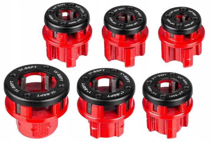 GWINTOWNICA RĘCZNA DO RUR grzechotka ZESTAW 6 narzynek głowic 1/4"–1