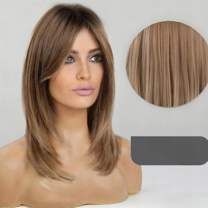 Peruka Tkana Damska Ciemno-Brązowa Elegancki Prosty Strój z Frędzlami