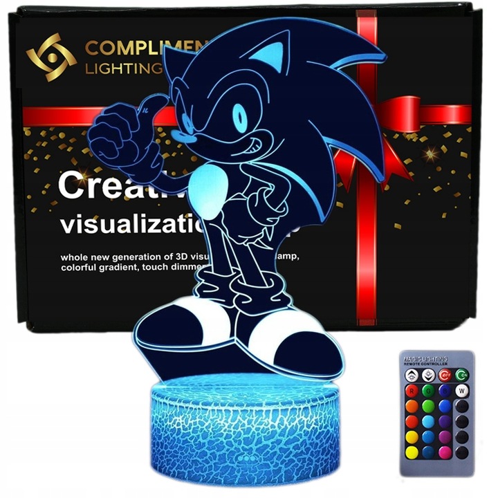 Lampka 3D nocna led usb Mały Sonic z bajki
