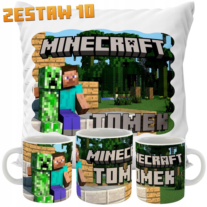 ZESTAW PODUSZKA + KUBEK MINECRAFT IMIĘ PREZENT