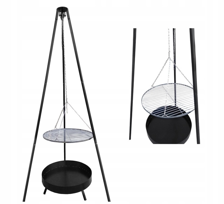 GRILL OGRODOWY WISZĄCY TRÓJNÓG PALENISKO WĘGLOWY 5