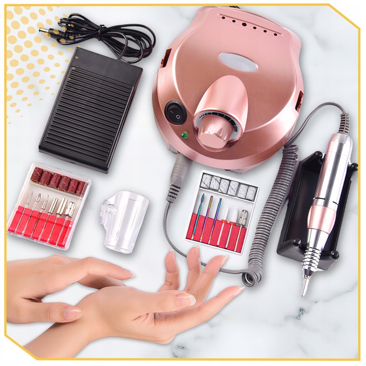 FREZARKA DO PAZNOKCI 65W MANICURE PEDICURE PROFESJONALNA MOCNA + FREZY