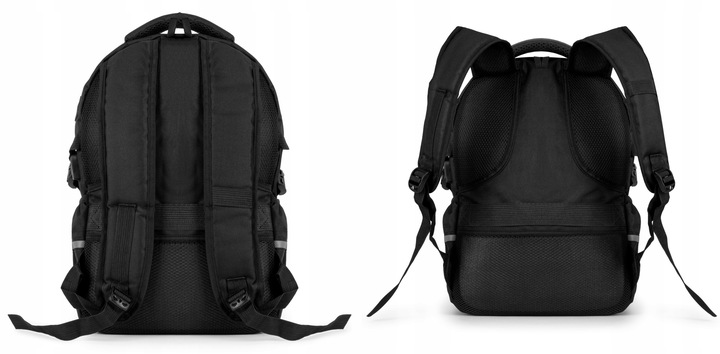 Plecak TORNISTER szkolny młodzieżowy DUŻY czarny 24L Klasy 1-8 Odblaski