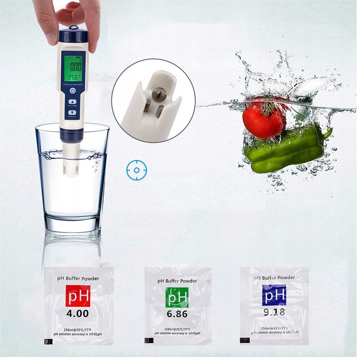 MIERNIK ELEKTRONICZNY TEMPERATURA TESTER PH/TDS/EC/SALINITY/ WODY TESTER