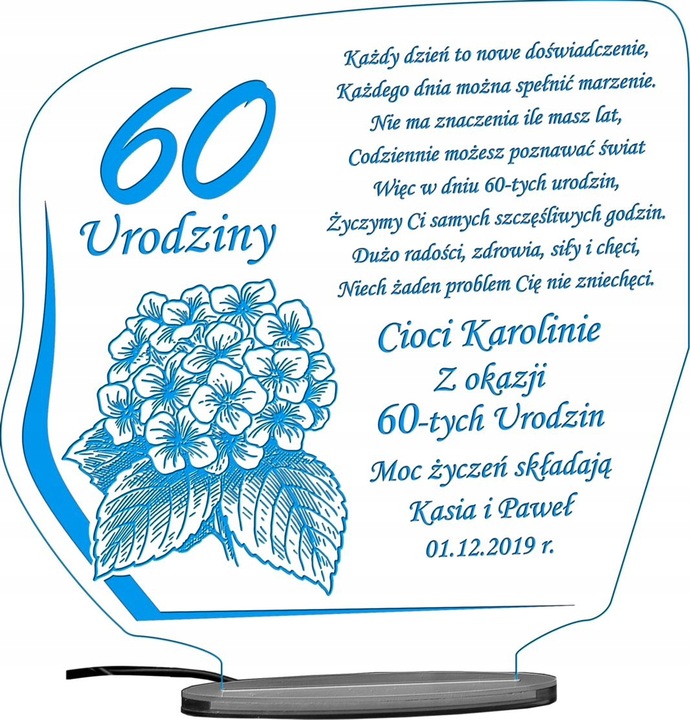 18 50 60 70 80 90 URODZINY STATUETKA PREZENT LED