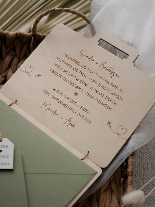 Kartka WALIZKA NA ŚLUB WESELE na pieniądze GRAWER prezent pamiątka ślubu