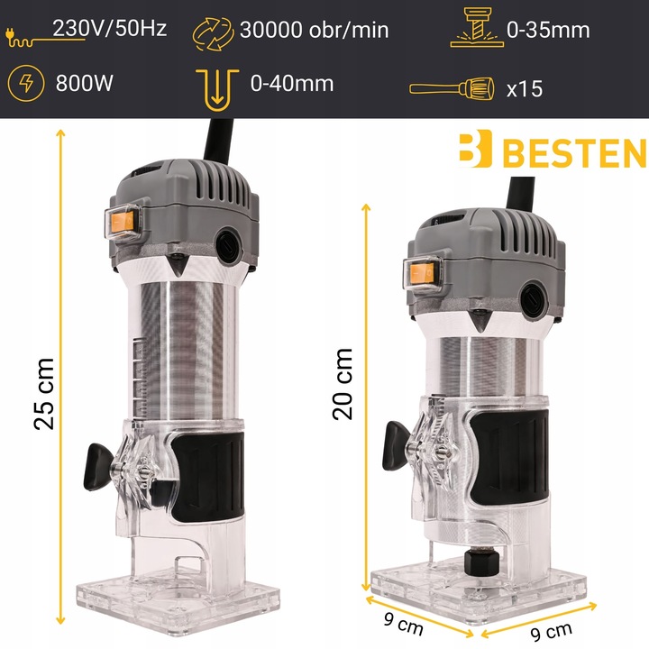 Frezarka górnowrzecionowa 800W do drewna pionowa ręczna do krawędzi