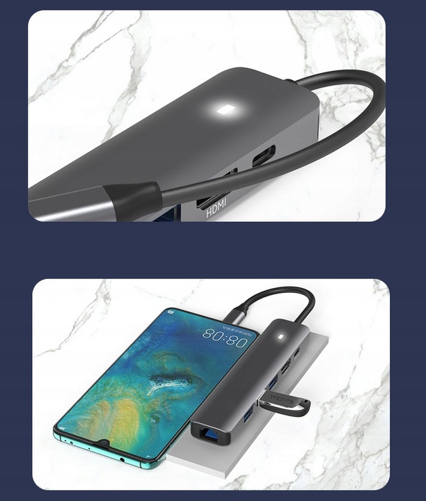 HUB Przejściówka USB-C Adapter 7W1 HDMI 4K USB 3.0 Gigabit Ethernet RJ45 M1
