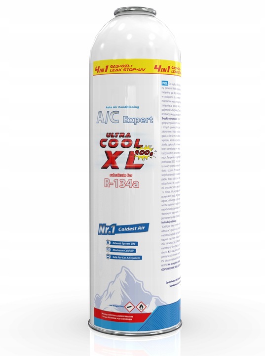 Zestaw XL 4w1 gaz, olej,uszczelniacz z UV do napełniania klimatyzacji R134a