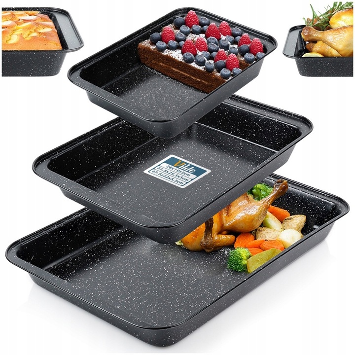 3x Forma GRANITOWA blacha brytfanna brytfanka blacha pieczenia mięsa ciasta