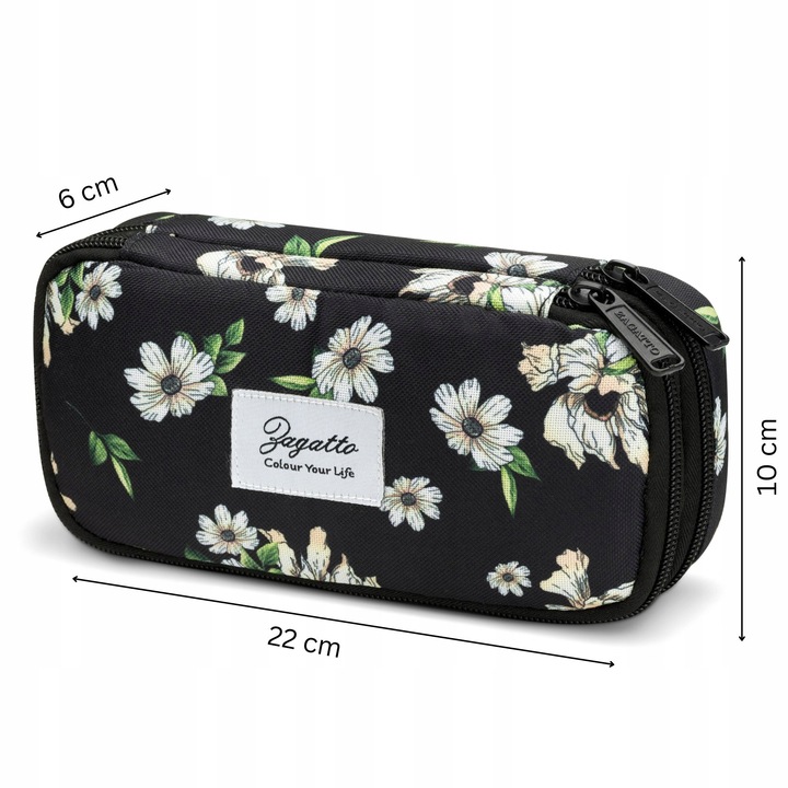 Piórnik dwukomorowy w kwiaty saszetka do szkoły dwie komory pojemny ZAGATTO