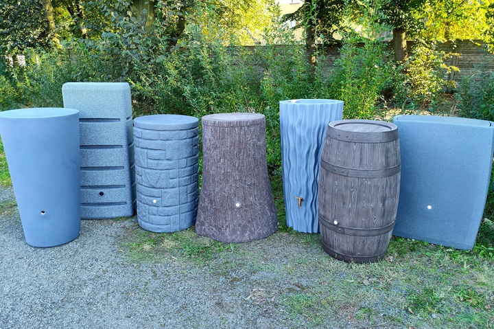 500 ZBIORNIK na DESZCZÓWKĘ POJEMNIK BECZKA WODĘ Antracyt Kamień + ZBIERACZ