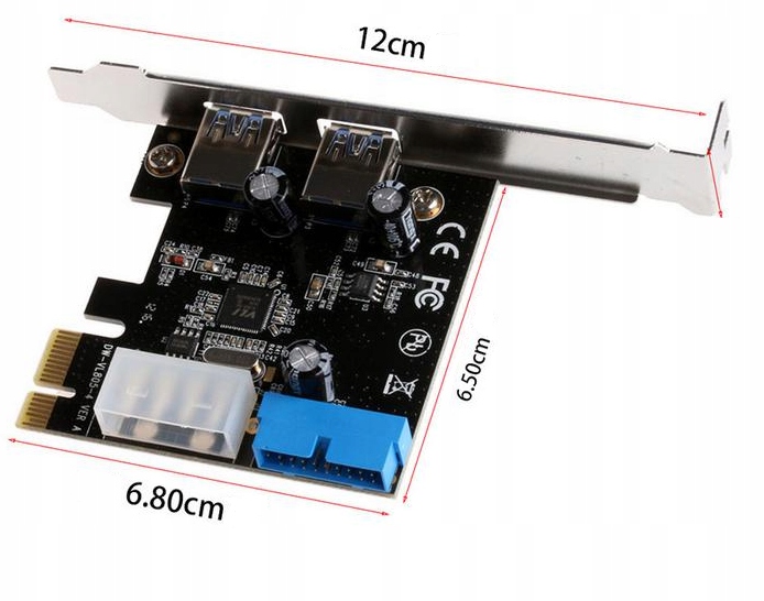 Kontroler pci-e 2x usb 3.0 19 pin molex 4pin