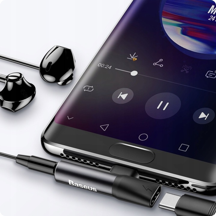 BASEUS ADAPTER PRZEJŚCIÓWKA AUDIO USB-C 1A TYP-C - MINI JACK 3.5MM AUX
