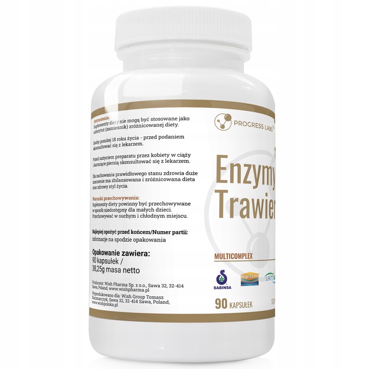 Progress Labs ENZYMY TRAWIENNE Dobre Trawienie Celuloza Błonnik 90 kaps