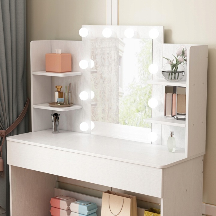 TOALETKA KOSMETYCZNA MAKIJAŻU WIZAŻU Z LUSTREM LED LOFT NOWOCZESNA 110