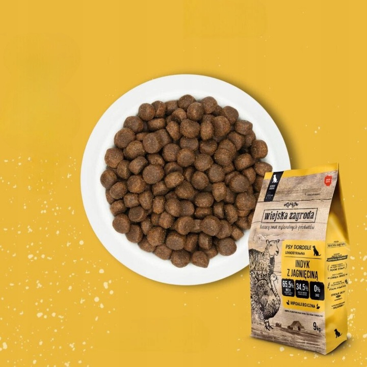 Wiejska Zagroda Karma sucha dla psa INDYK z JAGNIĘCINĄ Małe rasy S 9kg