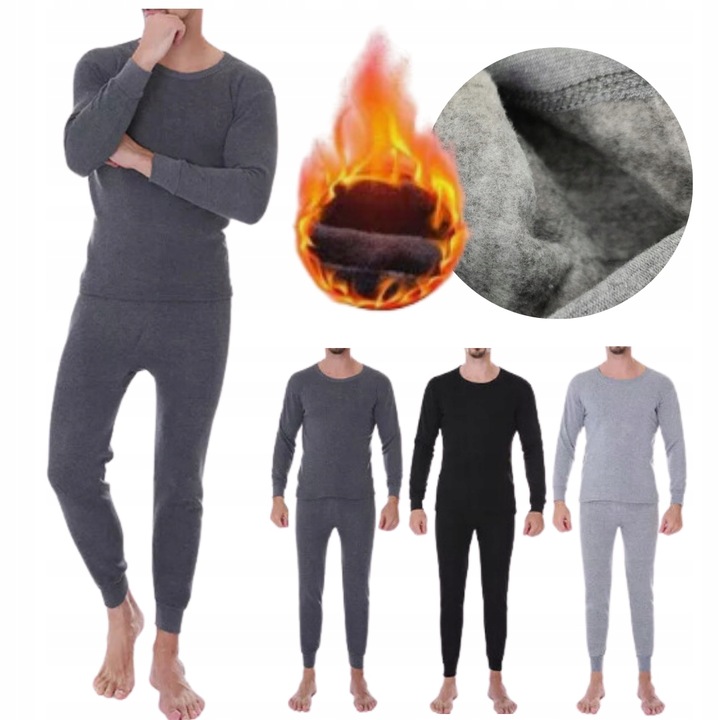 3X MĘSKIE KALESONY ZIMOWE CIEPŁE TERMO POLAROWE BAWEŁNA 3 KOLORY S/M