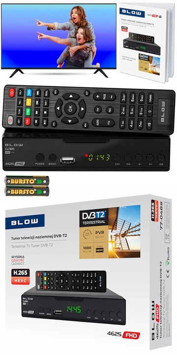 TUNER DEKODER DVB-T2 TV H.265 HEVC FULL HD USB HDMI ANTENA DVB-T