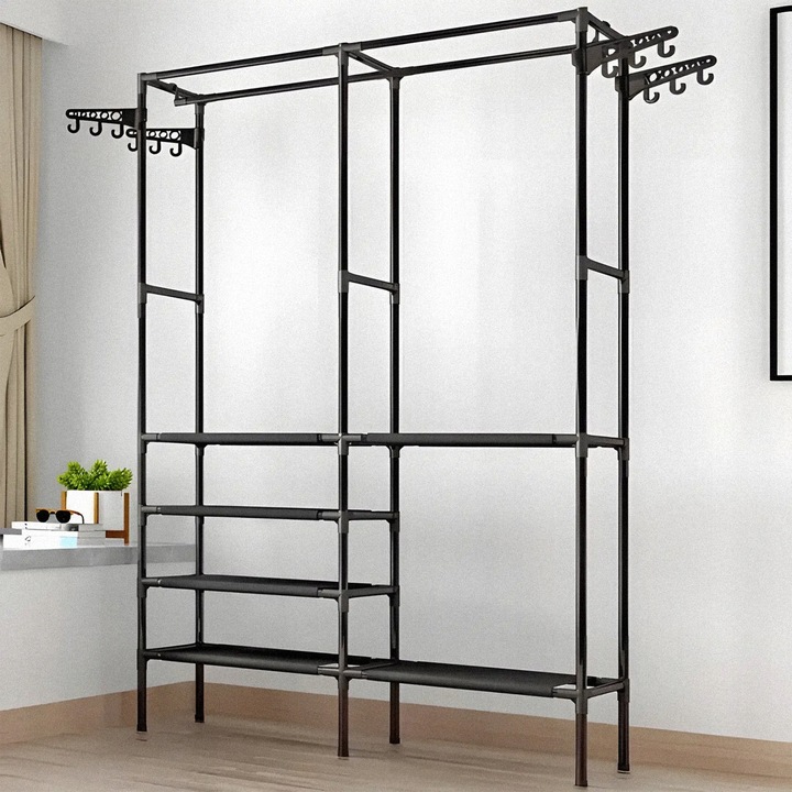 Wieszak na Ubrania Stojący Stojak Loft Czarny Wieszaki Podłogowy
