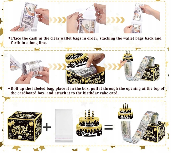 PUDEŁKO URODZINOWE DO WYCIĄGANIA PIENIĘDZY URODZINY PREZENT NIESPODZIANKA