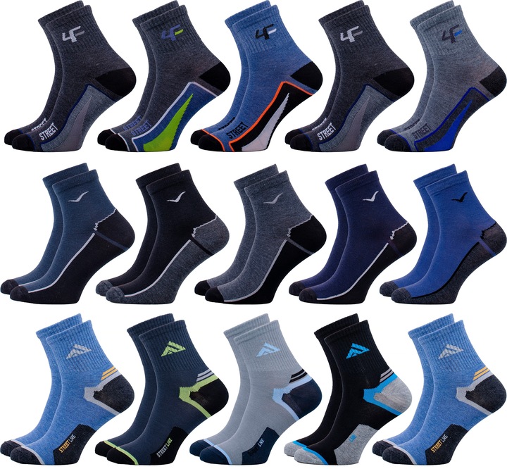 15 x Skarpety Bawełniane Skarpetki Męskie SPORTOWE oddychające trwałe