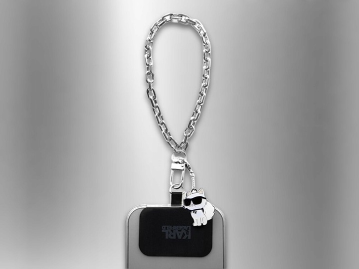 Pasek KARL LAGERFELD Universal Hand Strap Choupette Srebrny