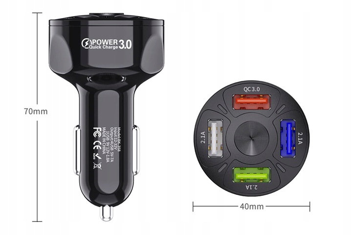 ZESTAW UCHWYT DO SZYBY DESKI SAMOZACISKOWY ŁADOWARKA SAMOCHODOWA 4xUSB 7A