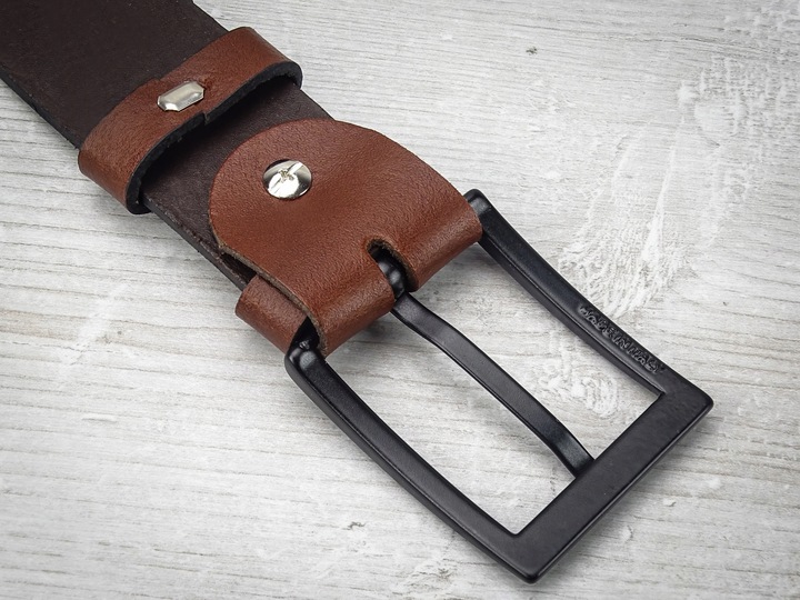 GRACIO meski skorzany PASEK brazowy KLAMRA czarna